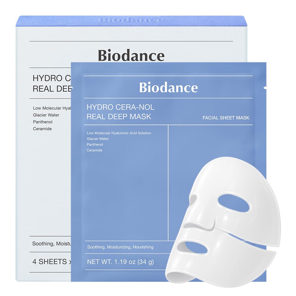 BIODANCE Bio-Collagen Masque Profond Réel, Masque Hydrogel, Minimisation des Pores, Amélioration de l'Élasticité, Skincare Coréenne| 34 g (1,19 oz) x 4 pièces