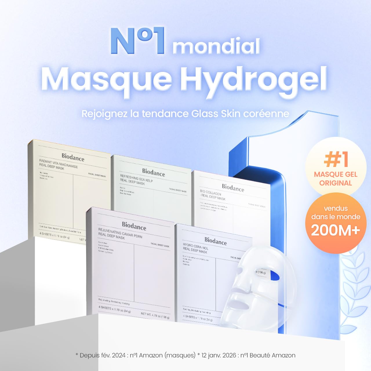 BIODANCE Bio-Collagen Masque Profond Réel, Masque Hydrogel, Minimisation des Pores, Amélioration de l'Élasticité, Skincare Coréenne| 34 g (1,19 oz) x 4 pièces