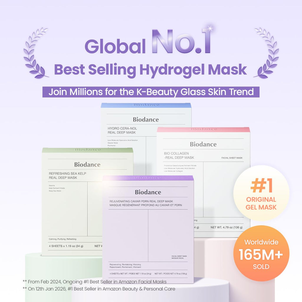 BIODANCE Bio-Collagen Masque Profond Réel, Masque Hydrogel, Minimisation des Pores, Amélioration de l'Élasticité, Skincare Coréenne| 34 g (1,19 oz) x 4 pièces