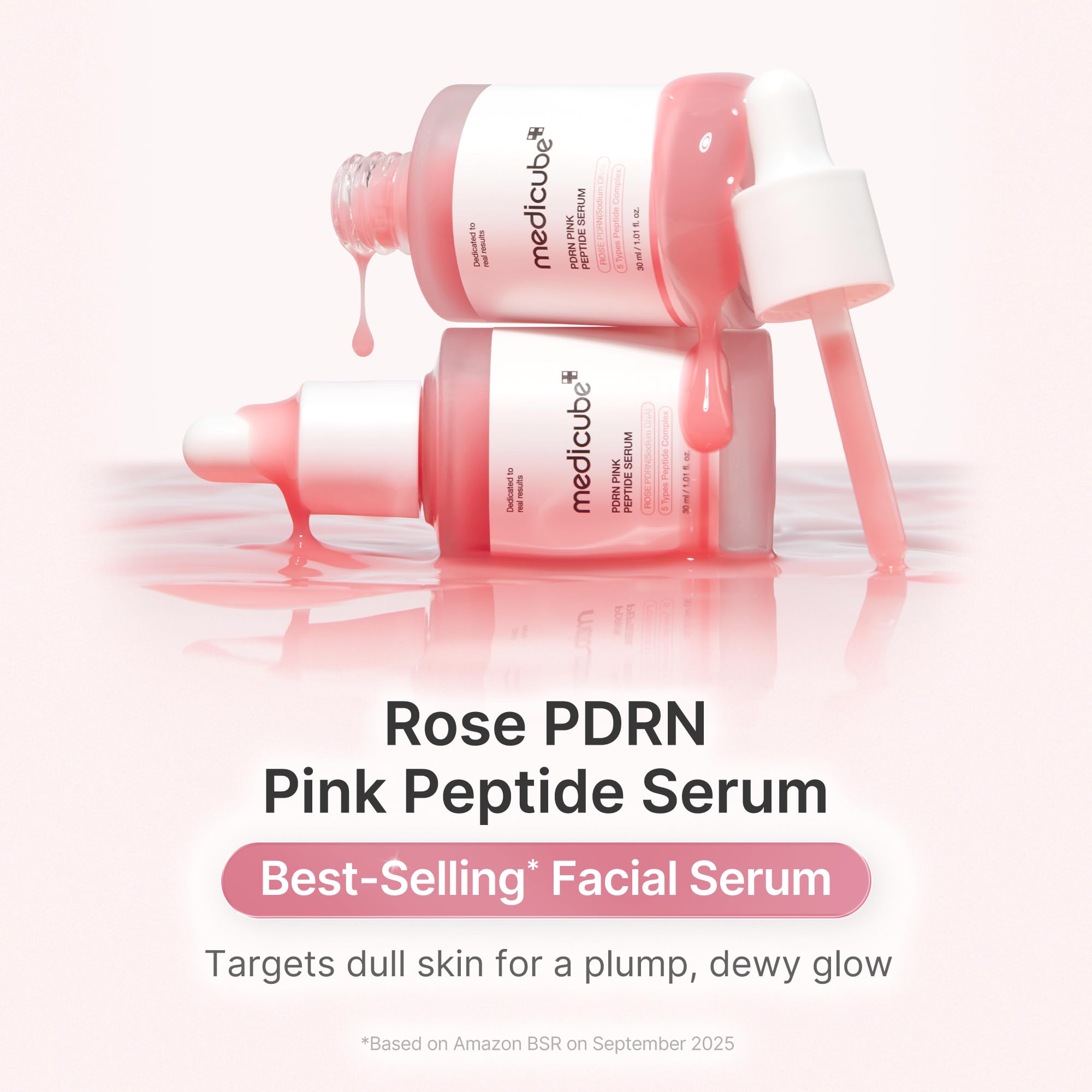 medicube PDRN Pink Peptide Serum with Salmon DNA | Pink Glow Serum with Peptides & Niacinamide for Hydration & Firm-Looking Skin | Uneven Tone Care | Korean Skincare, 1.01 fl. Oz