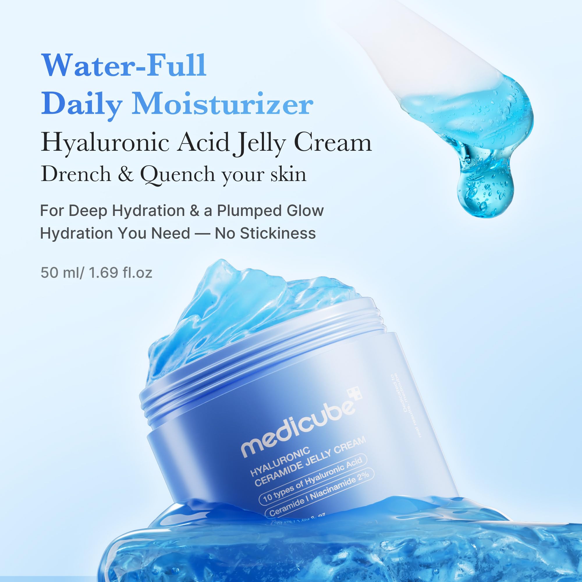 medicube Collagen Jelly Cream- Niacinamide & Freeze-Dried Hydrolyzed Collagen - Boosts skin's barrier hydration and gives 24h Glow & Lifted Look - Korean skincare (1.69 Fl Oz (Pack of 1))